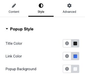 Popup style color controls